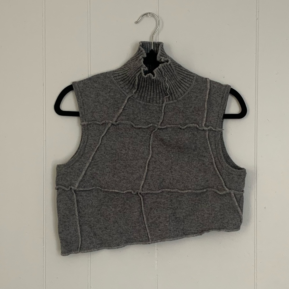 Fashion Nova A-Symmetrical Grey Turtleneck Cropped Top